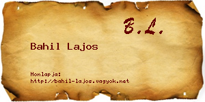 Bahil Lajos névjegykártya